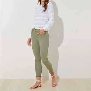 Loft high waist crop jeans, skinny frayed leg